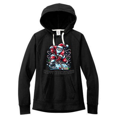 Hockey Christmas And Holidays And Xmas Funny Santa Gift Women's Fleece Hoodie