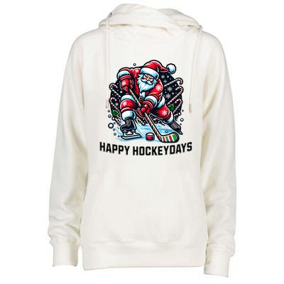 Hockey Christmas And Holidays And Xmas Funny Santa Gift Womens Funnel Neck Pullover Hood