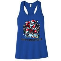 Hockey Christmas And Holidays And Xmas Funny Santa Gift Women's Racerback Tank