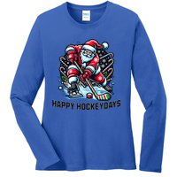 Hockey Christmas And Holidays And Xmas Funny Santa Gift Ladies Long Sleeve Shirt