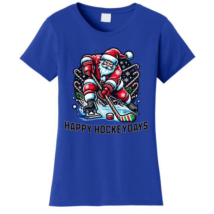 Hockey Christmas And Holidays And Xmas Funny Santa Gift Women's T-Shirt