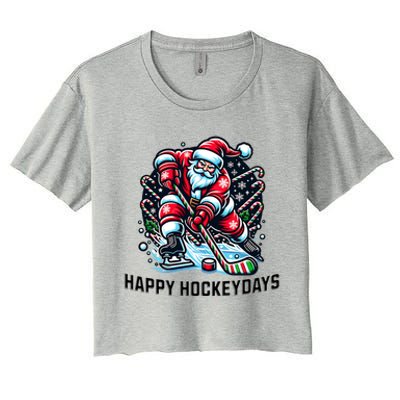 Hockey Christmas And Holidays And Xmas Funny Santa Gift Women's Crop Top Tee