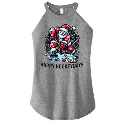 Hockey Christmas And Holidays And Xmas Funny Santa Gift Women's Perfect Tri Rocker Tank