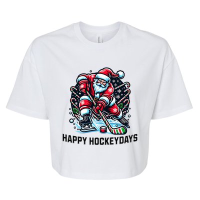 Hockey Christmas And Holidays And Xmas Funny Santa Gift Bella+Canvas Jersey Crop Tee