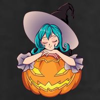 Halloween Cute Anime Witch Pumpkin 7 Panel Mesh Trucker Snapback Hat