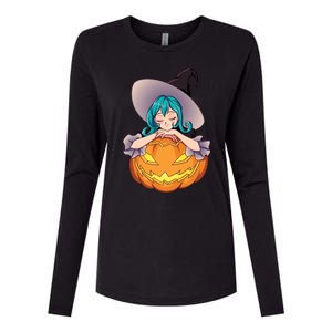 Halloween Cute Anime Witch Pumpkin Womens Cotton Relaxed Long Sleeve T-Shirt