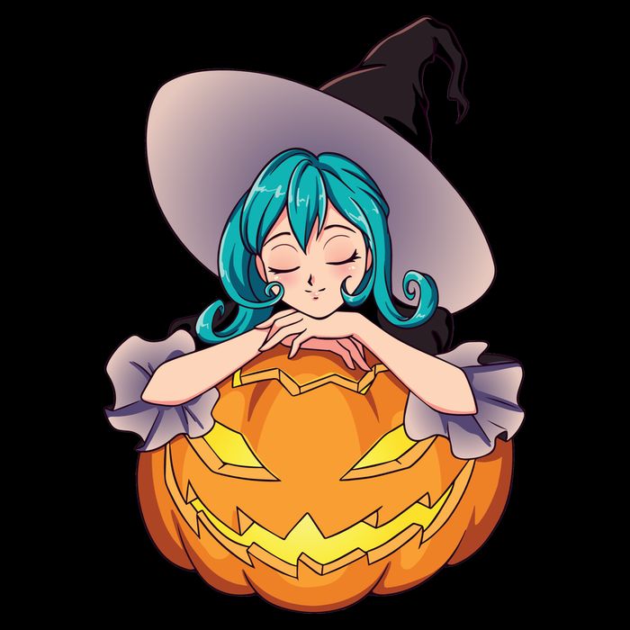Halloween Cute Anime Witch Pumpkin Sweatshirt