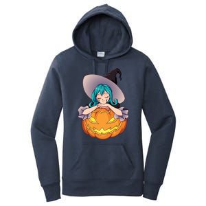 Halloween Cute Anime Witch Pumpkin Women's Pullover Hoodie