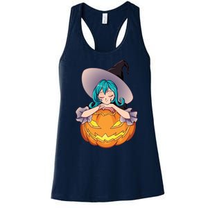 Halloween Cute Anime Witch Pumpkin Women's Racerback Tank