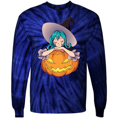 Halloween Cute Anime Witch Pumpkin Tie-Dye Long Sleeve Shirt