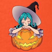 Halloween Cute Anime Witch Pumpkin Button