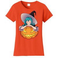 Halloween Cute Anime Witch Pumpkin Women's T-Shirt