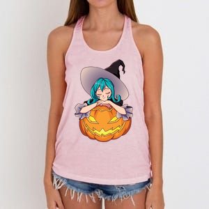 Halloween Cute Anime Witch Pumpkin Women's Knotted Racerback Tank