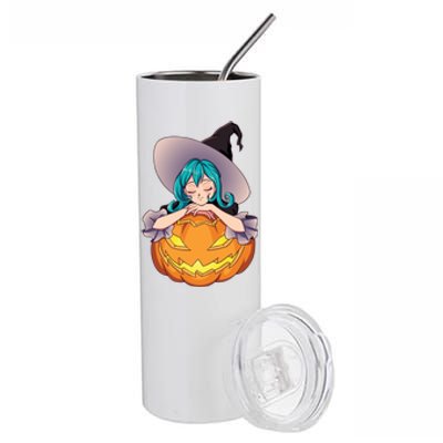 Halloween Cute Anime Witch Pumpkin Stainless Steel Tumbler