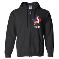 Half Canadian American USEH Canada USA Flag United States Full Zip Hoodie