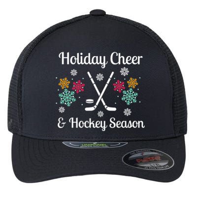 Holiday Cheer And Hockey Season Christmas Winter Holidays Gift Flexfit Unipanel Trucker Cap