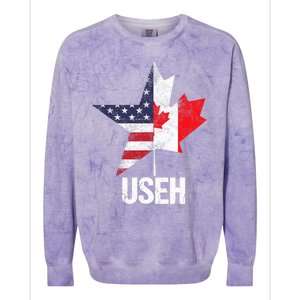 Half Canadian American USEH Canada USA Flag United States Colorblast Crewneck Sweatshirt