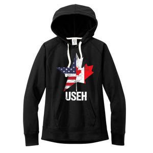 Half Canadian American USEH Canada USA Flag United States Women's Fleece Hoodie