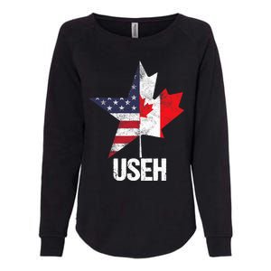 Half Canadian American USEH Canada USA Flag United States Womens California Wash Sweatshirt