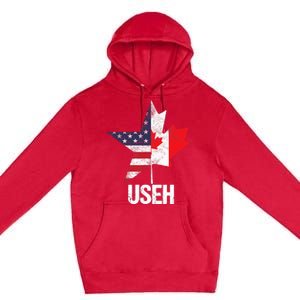 Half Canadian American USEH Canada USA Flag United States Premium Pullover Hoodie