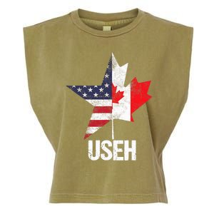 Half Canadian American USEH Canada USA Flag United States Garment-Dyed Women's Muscle Tee