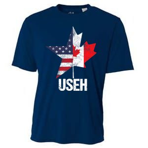 Half Canadian American USEH Canada USA Flag United States Cooling Performance Crew T-Shirt