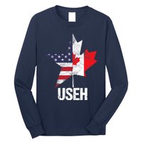 Half Canadian American USEH Canada USA Flag United States Long Sleeve Shirt