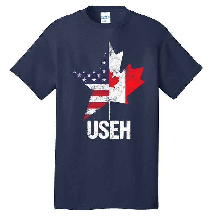 Half Canadian American USEH Canada USA Flag United States Tall T-Shirt