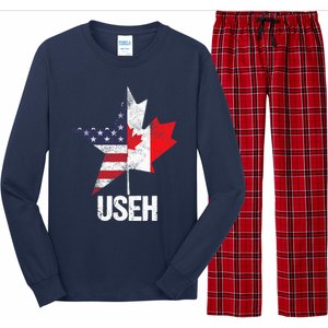 Half Canadian American USEH Canada USA Flag United States Long Sleeve Pajama Set