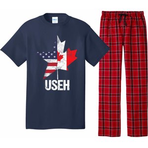 Half Canadian American USEH Canada USA Flag United States Pajama Set