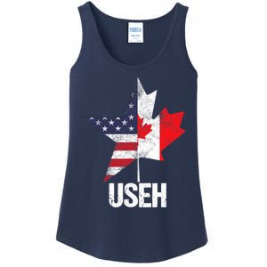 Half Canadian American USEH Canada USA Flag United States Ladies Essential Tank