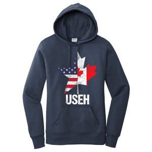 Half Canadian American USEH Canada USA Flag United States Women's Pullover Hoodie