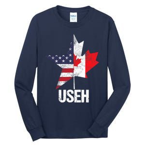 Half Canadian American USEH Canada USA Flag United States Tall Long Sleeve T-Shirt