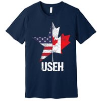 Half Canadian American USEH Canada USA Flag United States Premium T-Shirt