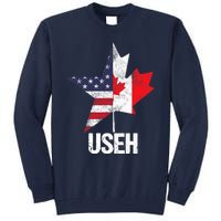 Half Canadian American USEH Canada USA Flag United States Tall Sweatshirt