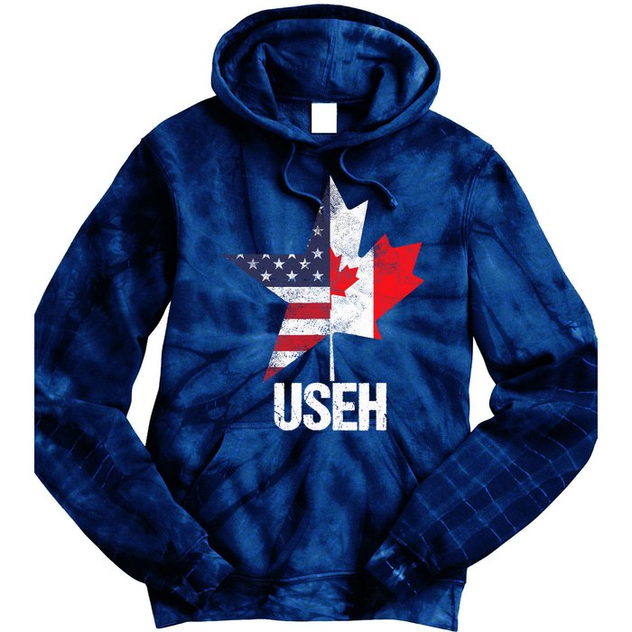 Half Canadian American USEH Canada USA Flag United States Tie Dye Hoodie