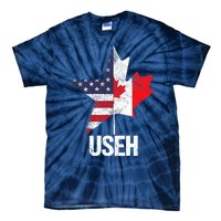 Half Canadian American USEH Canada USA Flag United States Tie-Dye T-Shirt