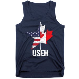 Half Canadian American USEH Canada USA Flag United States Tank Top