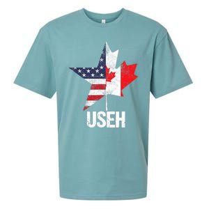 Half Canadian American USEH Canada USA Flag United States Sueded Cloud Jersey T-Shirt