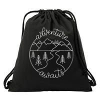 Happy Camper Adventure Awaits Summer Vacation Gift For Women Drawstring Bag