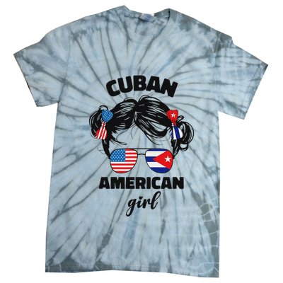 Half Cuban And American America Cuba Usa Flag Girl Cute Tie-Dye T-Shirt