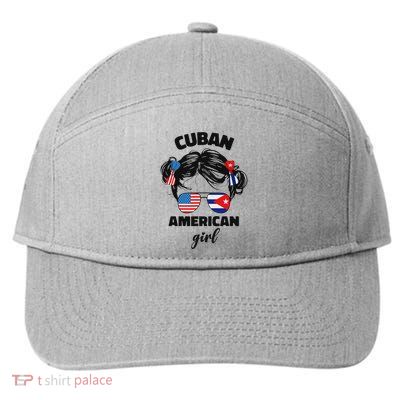 Half Cuban And American America Cuba Usa Flag Girl Cute 7-Panel Snapback Hat