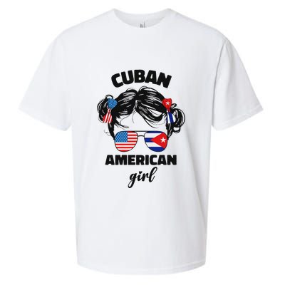 Half Cuban And American America Cuba Usa Flag Girl Cute Sueded Cloud Jersey T-Shirt