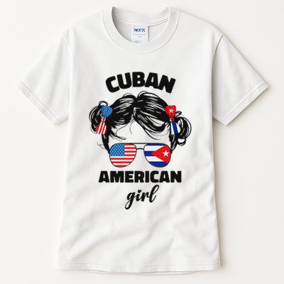 Half Cuban And American America Cuba Usa Flag Girl Cute Tall T-Shirt