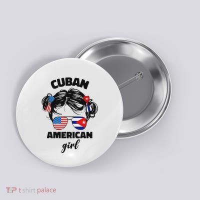 Half Cuban And American America Cuba Usa Flag Girl Cute Button