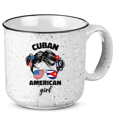 Half Cuban And American America Cuba Usa Flag Girl Cute 15oz Campfire Ceramic Mug