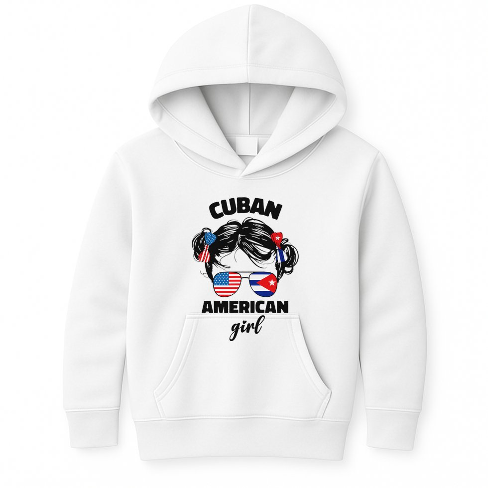 Half Cuban And American America Cuba Usa Flag Girl Cute Kids Hoodie