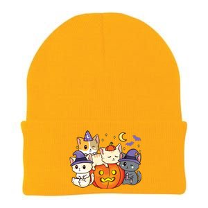 Halloween Cats Anime Cat Kawaii Neko Pumpkin Cat Lover Witch Knit Cap Winter Beanie