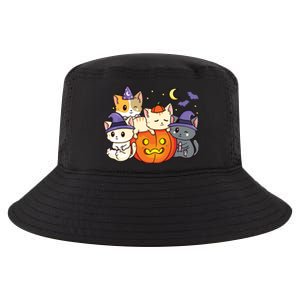 Halloween Cats Anime Cat Kawaii Neko Pumpkin Cat Lover Witch Cool Comfort Performance Bucket Hat