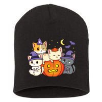 Halloween Cats Anime Cat Kawaii Neko Pumpkin Cat Lover Witch Short Acrylic Beanie